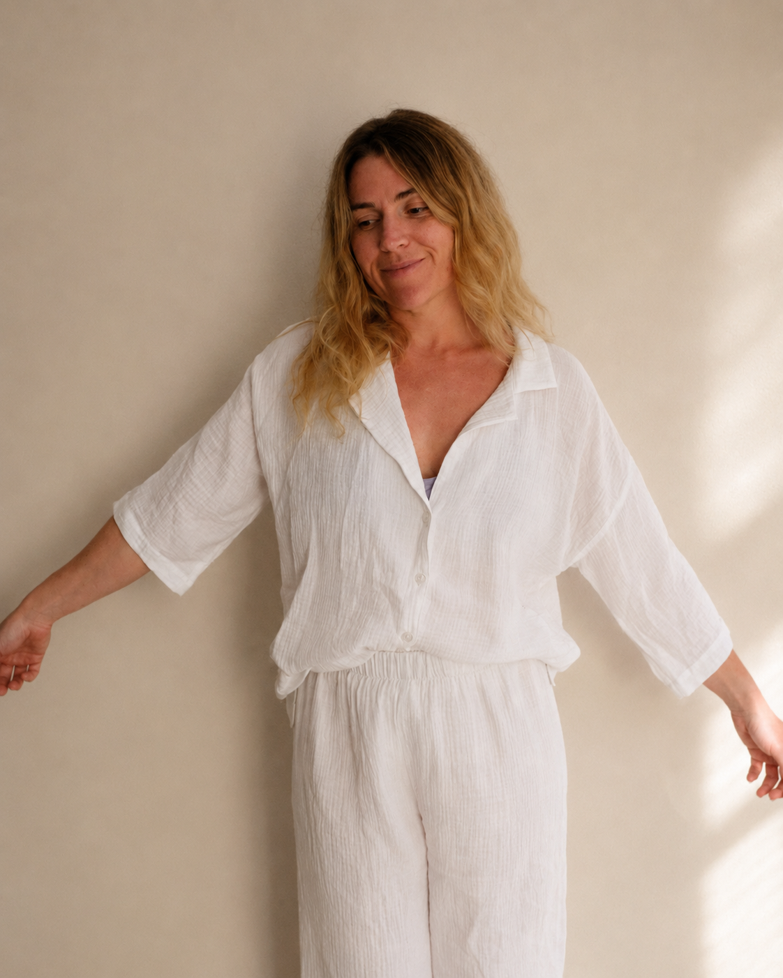 White Organic Cotton Gauze Oversized Shirt