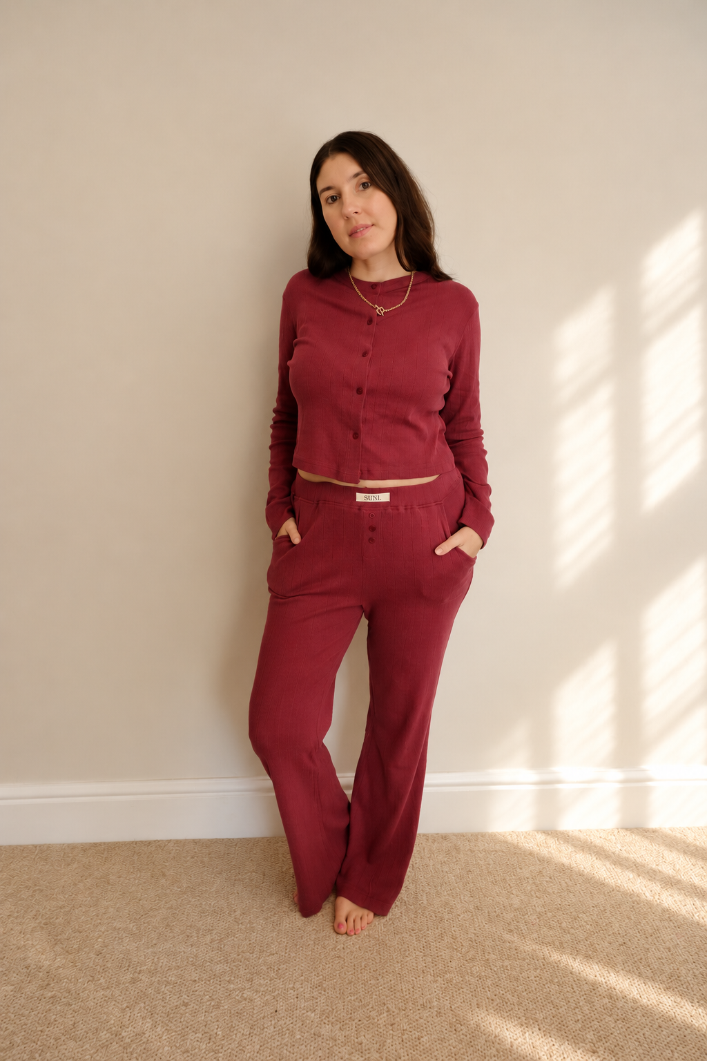 Mulberry Pointelle Buttoned Organic Top